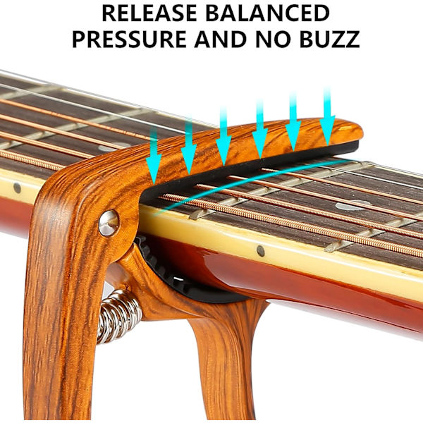 Mörk trä - 1 st gitarr capo i legering lämplig för 6 strängade folk gitarrer, akustiska och elektriska gitarrer, ukulele, mandolin och banjo gitarr capo