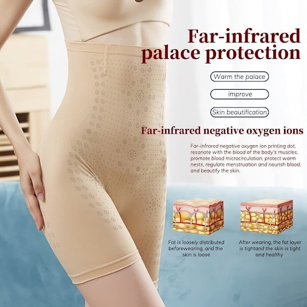 2-pack Shapewear-trosor för kvinnor, infraröd negativ syre, alla hjärtans dag-present, bikinitrosor med bikakestruktur, andningsbara, axelbandslösa