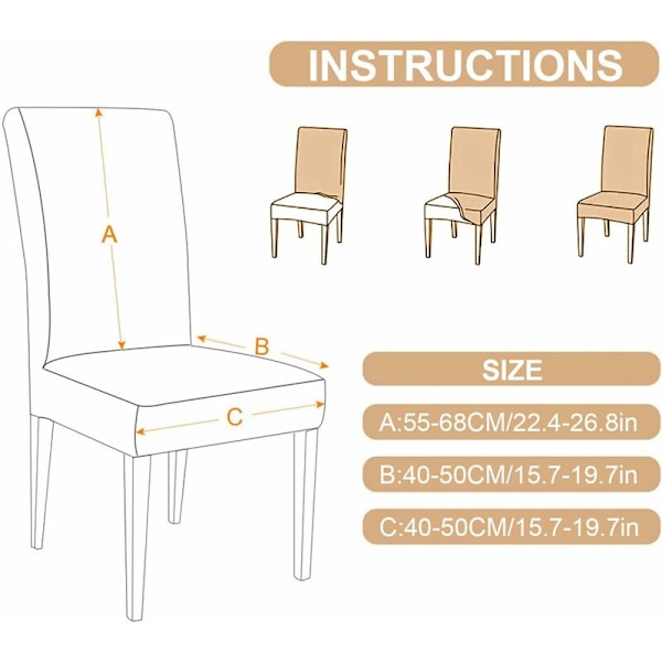Set med 6 stolar (ljusgrå) stolsöverdrag, stretch stolsöverdrag, stor, tvättbar universalstol, lätt att rengöra för matsalens inredning