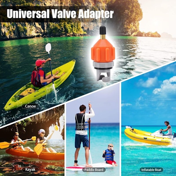 Sæt med 2 oppustelige pumpeadaptere til stand up paddle - standard universal luftventil Schrader adapter, pumpehoved konnektor adapter til oppustelig båd