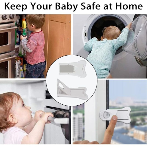 4 kpl BEBE SECURITY PORTURITY BLOCK, Liukuoven lukko itseliimautuva turvalukko Ilman poraa Ikkunan turvalukko lapsille liukuovelle ikkunalle w