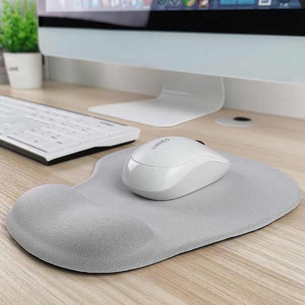 Gelplatta, Musmatta med handledsstöd - Med bekvämt gelhandledsstöd - halkfri gummibas, ergonomisk, grå