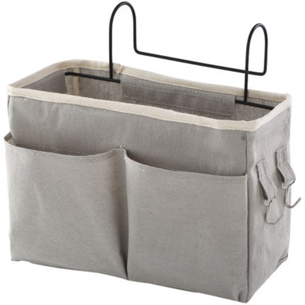 1 Pieces(Grey) Bed Pocket,Waterproof Canvas Bed Shelf Organizer Bedside Hanging Bedside Basket,Bed Pocket for Home Office School