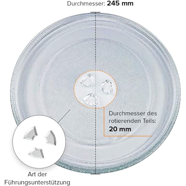 Mikrobølgeovn drejeskive 24,5 cm Mikrobølgeovn drejeskive 245 mm Drejeskive udskiftningsplade Glasplade Glas drejeskive til mikrobølgeovne