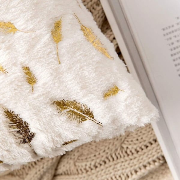 Kuddöverdrag soffa 45x45 guld fyrkantig kudde kudde hår Höst Vit Dekoration Hem Plymer Bronsfärgad Vardagsrum Dekorativ Kudde, 2 stycken
