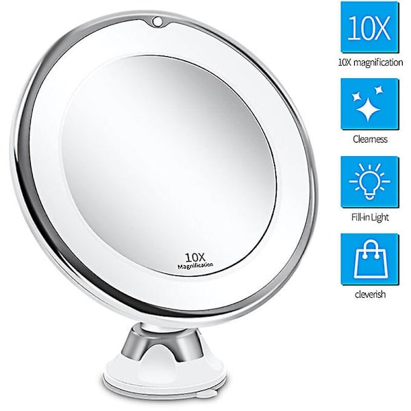 10x Förstorande Smink Spegel Med Ljus, Iave Smart Switch, Iave 360 Grader