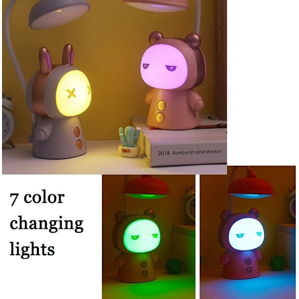 Dukke tegneserie led skrivebordslampe sjov og sød studie foldbar øjenbeskyttelse studerende børn læsning natlys seng gradient farve (gul)