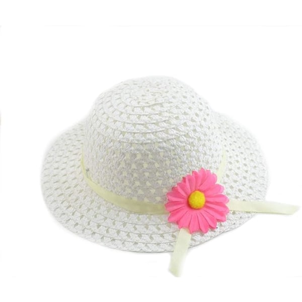 Baby girl blomma gräs hatt (hatts omkrets 52-54cm, vit), cu