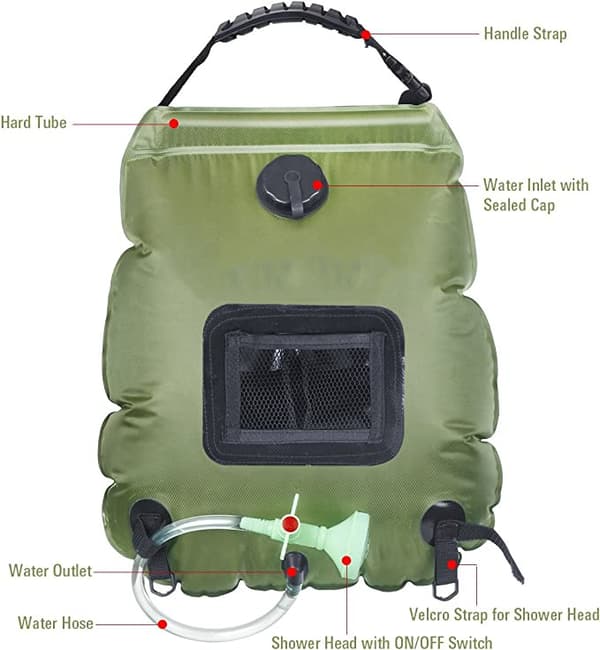 Solbruserpose, 20 liter, Camping, Temperatur 45°C, Vandring, Klatring