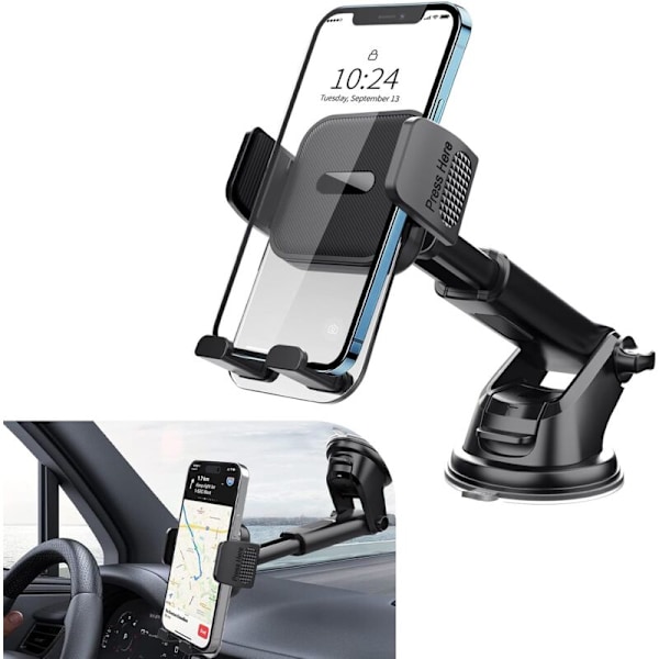 Biltelefonholder, Vindusfeste Dashbord Navigasjons Sugekopp, Anti-rist Stabilisatorfeste for iPhone, Universell for Auto Interiørtilbehør