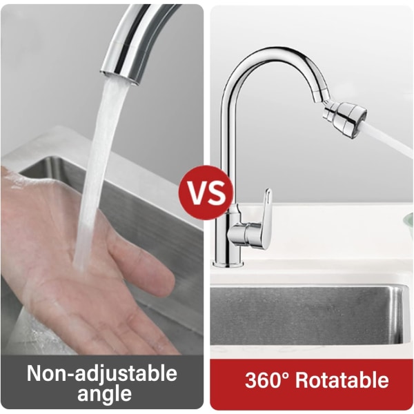 3-läges sprayhuvud köksblandare munstycke - 360 graders sprayhuvud köksho (Silver), köksluftare, vattenbesparande adapter för kran, för badrum