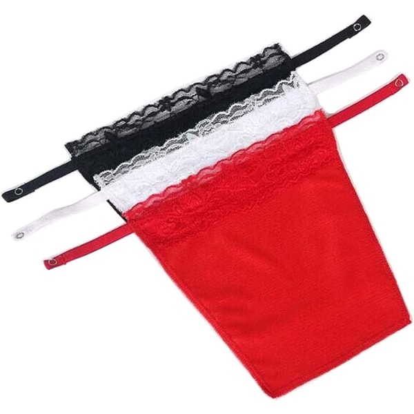 Kvinners Snap-On Lace Camis 3-pak Svart, Hvit, Rød
