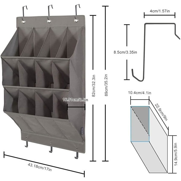 Overdørs skoskab dyb lomme hængende rack skostativ opbevaring vægmontering 600D Oxford Heavy Duty skostativ taske til smalt garderobeskab sovesale (1