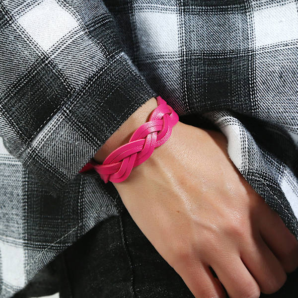(Rouge) Armband i flätat kohud, enkelt och mångsidigt, vintage-design, julklapp, semestergåva eller födelsedagspresent, läderarmband