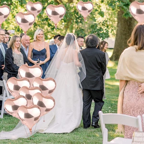 50 stycken roséguld hjärtballonger, hjärtformade ballonger, hjärtformade heliumballonger, 18 tum hjärtballong, uppblåsbar folie ballong, för födelsedag,
