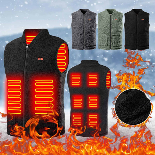 Termisk vest med dobbel knappkontroll USB elektrisk oppvarmet vest (L, grå) Smart elektrisk oppvarmet vest oppladbar, batterier ikke inkludert