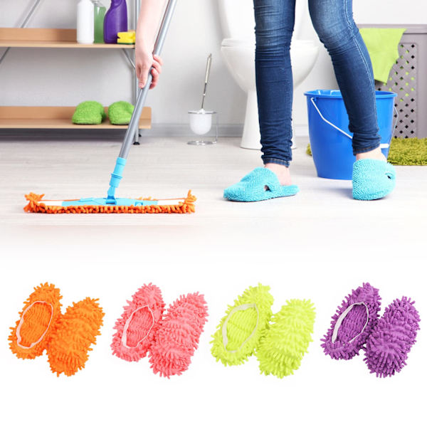 4 paria moppeja ja tossuja, luovat moppikenkäsuojat, tossunsuojat, lattianpuhdistustarvikkeet, uudelleenkäytettävät lattiatossut, kodintarvikkeet, laiska c