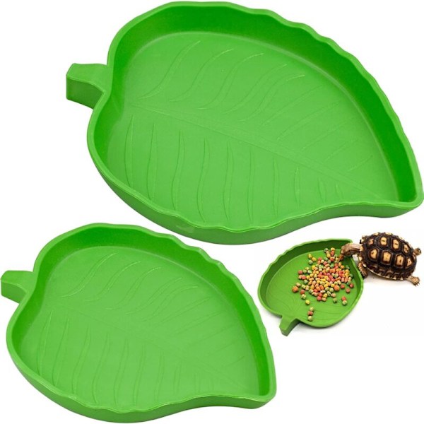 2-pack bladformade vatten- och matskålar, reptilmatskål, reptilmatningsskål, reptilskålar, små reptilskålar för reptiler, ormar, sköldpaddor, ödlor