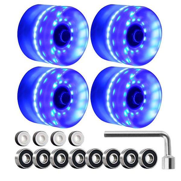 4 stk. 60*45mm udskiftningshjul lysende dobbelt rulleskøjteløb LED skatehjul 82A kerne