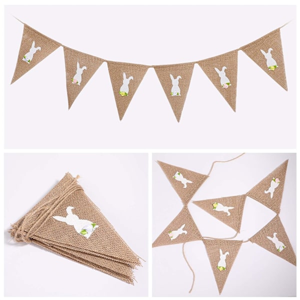 Pääsiäisbanneri Burlap Garland Banner, Burlap Bunny Garland pääsiäiskoristeluun Takka Kotitoimisto Koulu Ulkoilmajuhlatarvikkeet