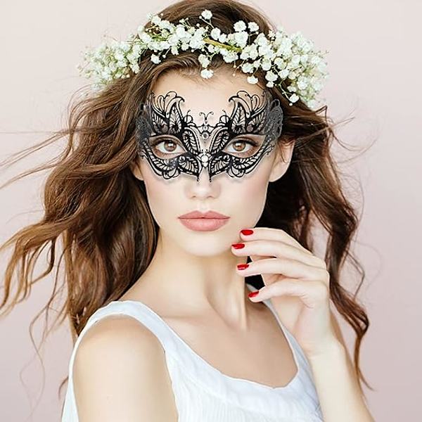 Metallmask Vacker Bekväm Delikat Montering Ansikte Kvinnlig Varghuvud Mask för Fest Karneval Kväll