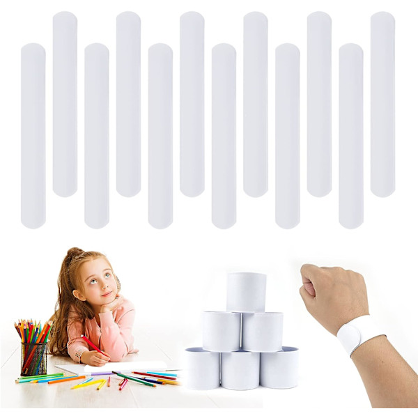 12 Blanke Armbånd for DIY Barneidentifikasjon, Slap Bands Personlig for å Returnere Tapt Barn