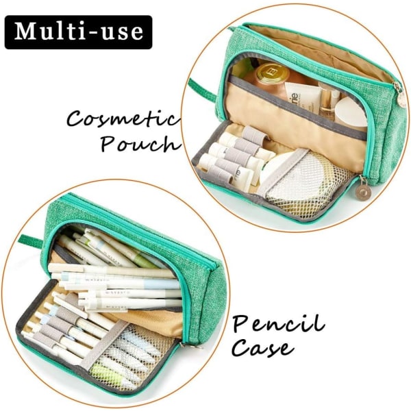 Multifunksjonelt blyantveske med stor kapasitet uten penn (grønn) Pr