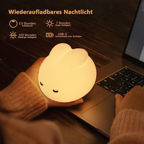 Kanin Nattlampa för Barn, Baby Nattlampa, Dimbar LED Touch Lampa för Barn, Kanin LED Nattlampa för Barn, Kanin Nattlampa (11D x 9.5W x 10.
