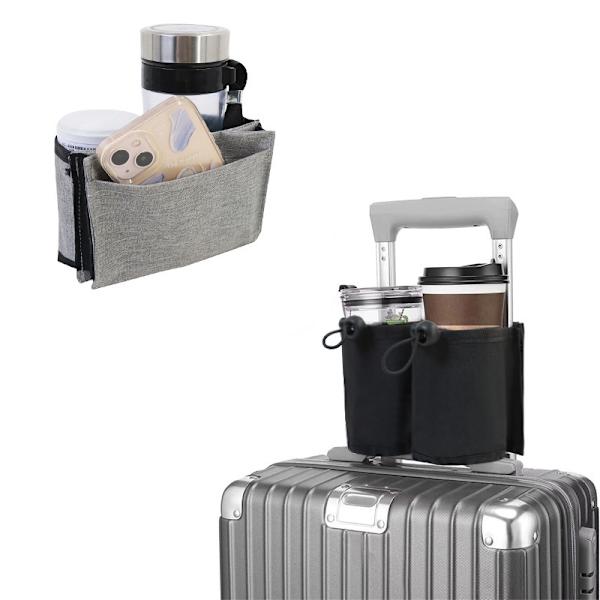 2 stk. kuffertkopholder, kuffertrejse kopholder - håndfri - plads til to kaffekopper - gaver til flypersonale tilbehør sort (holder iPad)