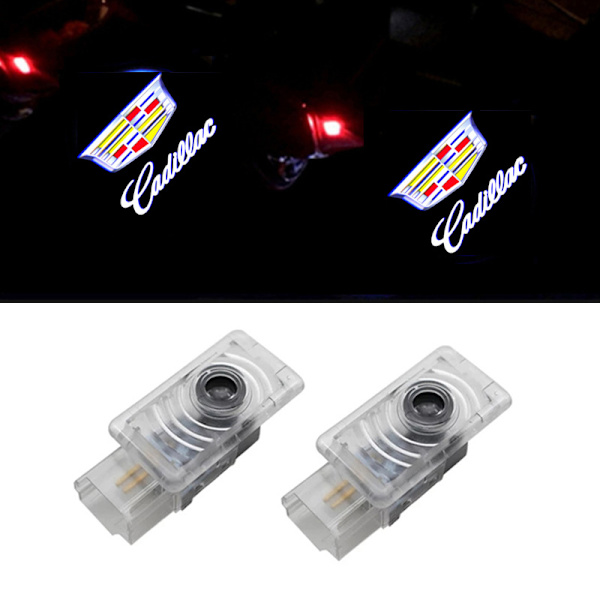 2 Cadillac-logolykter LED 3D-spøkelseslys, kompatibel med Cadillac ATS XTS SRX CT6 XT4 CT5, velkomstmerke babylystilbehør, hvitt