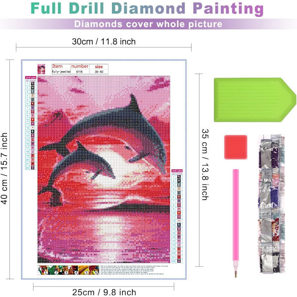 5D Diamantmålningssats med nummer, Full 5D Diamantmålningssats Konst Korsstygnsbroderi för Canvas 30x40cm