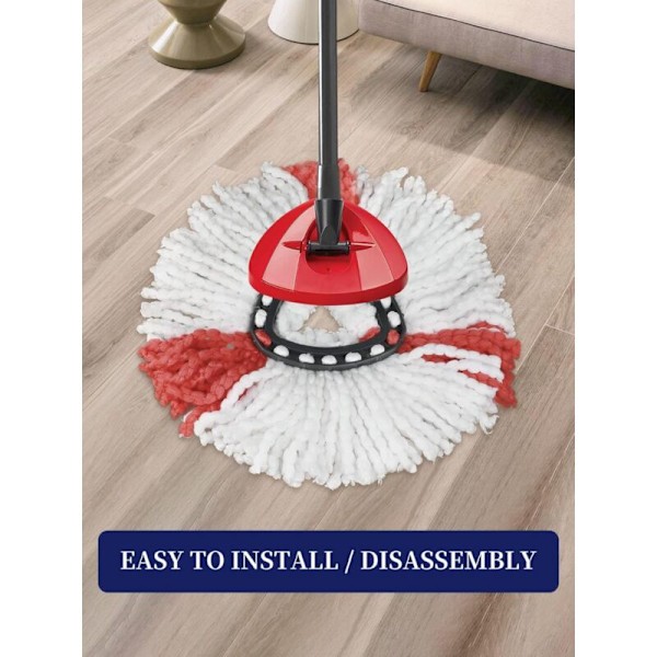 2 moppipään setti, yhteensopiva Vileda 2 in 1 turbo MOP varaosapäiden kanssa, mikrokuitu, punainen, valkoinen.