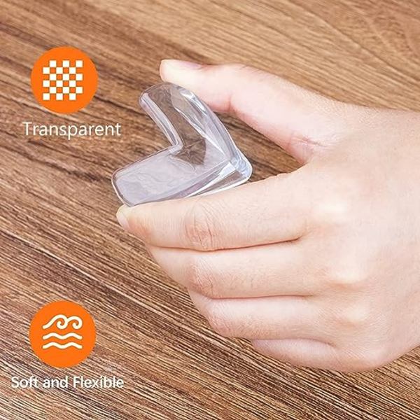 20 st babybordshörnskydd, transparenta möbelhörnskydd, mjuka och med hög elasticitet, skydda baby från vassa bordshörn (L-form)