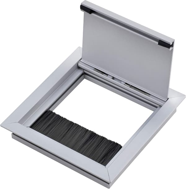 Silver ECO Square Desk Cable Passage med borsttätning - 100 x 100