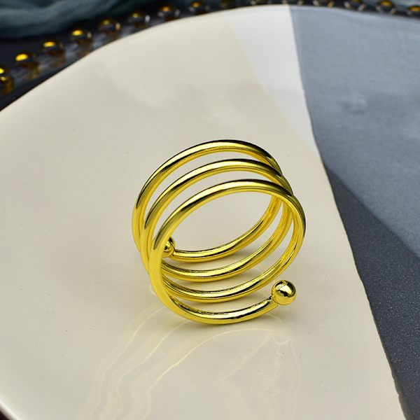 Serviettring (12-delt spiral, gull), 12-delt metallserviettspennebrakett, brukt til bryllupsbankettborddekorasjon