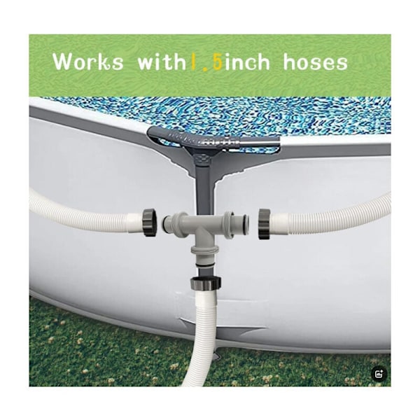 38 mm Pool T-Stykke Slangekobling, T-Kobling til Pool, Pool Slangekobling til Ø 38 mm Slange, Tilslutningssæt til Intex Coleman Pool