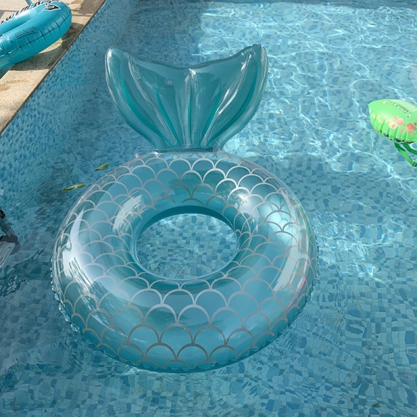 Blå Havfrue Oppustelig Pool Float Oppustelig Pool Float Lounge Flåde Sommer Dekorationer Strand Vand Sjov Legetøj Til Børn 110c