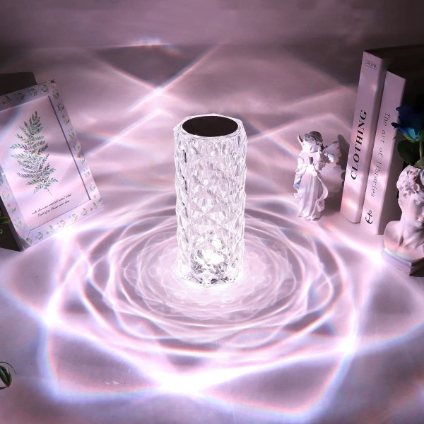 Krystal bordlampe - LED diamant bordlampe med 16 farver - Rech