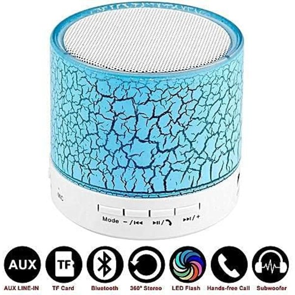 Mini Bluetooth-högtalare med LED-ljus + radio + USB. Bärbara högtalare, bröllopspresenter, nattvardsgåvor, fester.