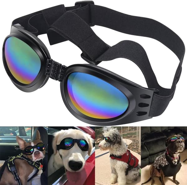 Hunde Goggles Øjenbeskyttelse Vandtætte Kæledyr Solbriller til Hunde Over 13 lbs (Sort)
