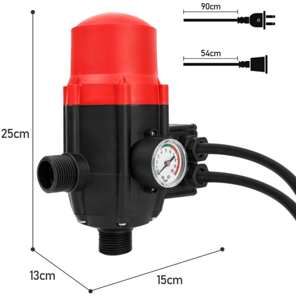 Hengda tryckströmbrytare med sladd DPS-3 230V 1-fas för hushållspump brunnspump Med kabel