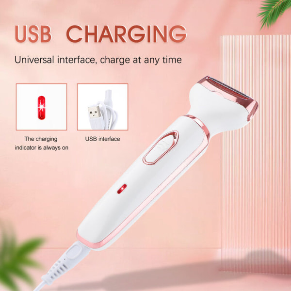 Kvinners elektriske epilator, fire-i-ett våt og tørr multifunksjonell elektrisk barbermaskin for underarmer elektrisk nesetrimmer hårfjerning øyenbryns trimmer