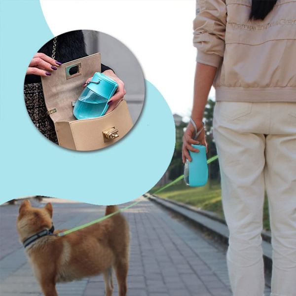 Hundpromenad Vattenflaska, Bärbar Hund Vattenfontän 350ml Läckagesäker Hund Vatten Skål Kopp Valp Vattenfontän för Husdjur Utomhus, Resor, Livsmedelskvalitet P