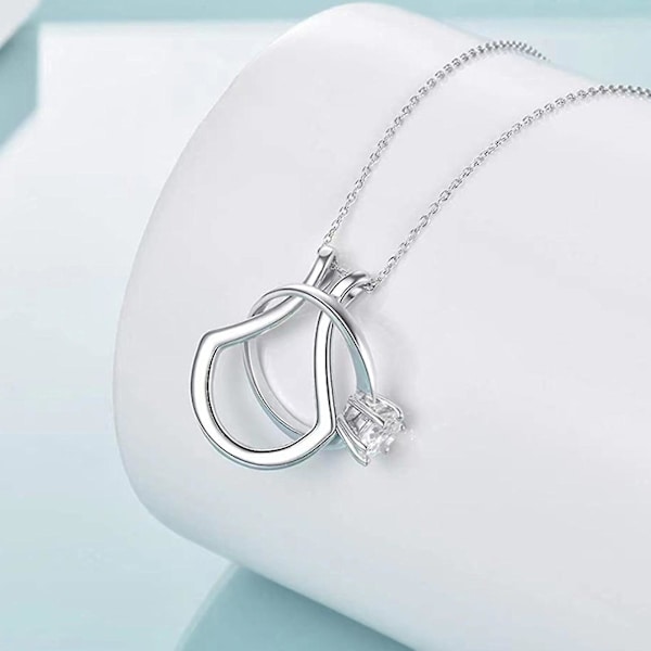 Guld Färg Ringhållare Halsband Hänge Smycken för Kvinnor Fru Flickvän