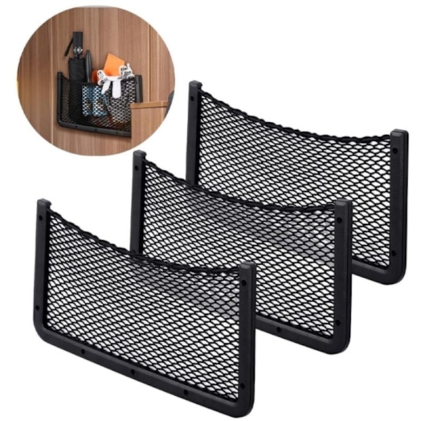 36x18cm, 3 stk. opbevaringsnet til bil, opbevaringsorganisatorer, multifunktionel lommeorganisator taske til bil til redskaber, autocampere, både, hus (elastisk net)