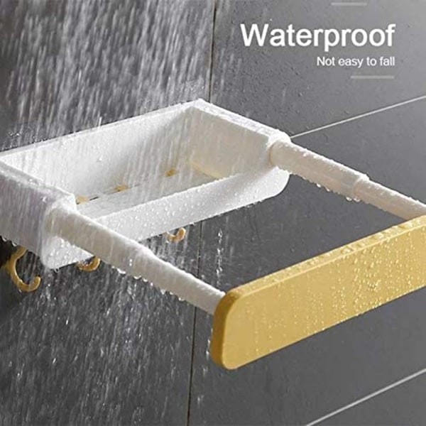 Hole-Free Retractable Shelf Concealed Sink Rack for Kitchen Bathroom Home (Yellow)