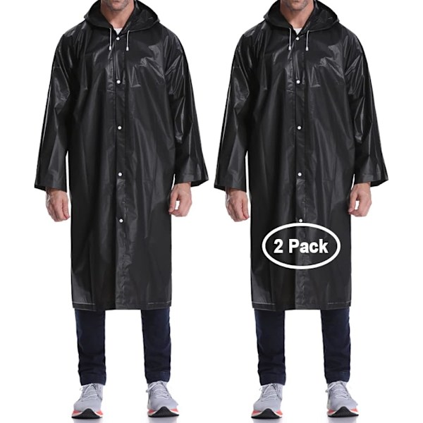 2 st Hooded Regnponcho EVA Vattentät Genomskinlig Regnkappa Regnrock Unisex Återanvändbar för Resa Camping Vandring Semester