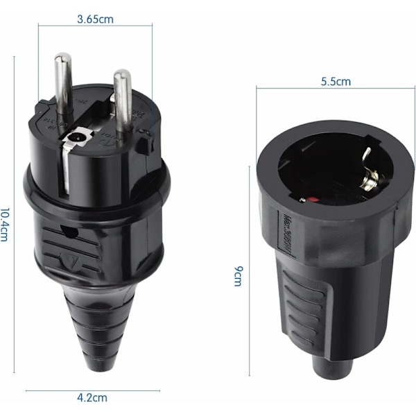 Kit Hane & Hona Vandring FEM ARK, 250V 16A, IP44, svart