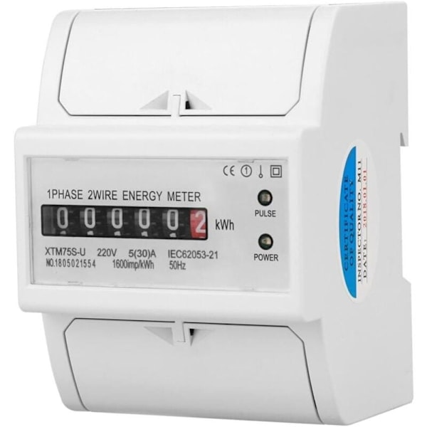 220V Multifunktionell digital enfas elektrisk energimätare för DIN-skena 2-ledare 4p (5 (30) a)
