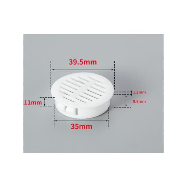 10x Rund Plastik Ventilationsrist Plot Diameter 39,5 mm Højde 11 mm Cache Væg Loft Beskyttelse, Hvid
